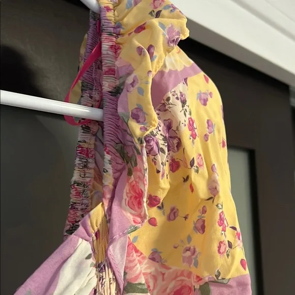 Betsey Johnson Pink and Yellow Bishop Sleeve Sundress - Picture 6 of 8